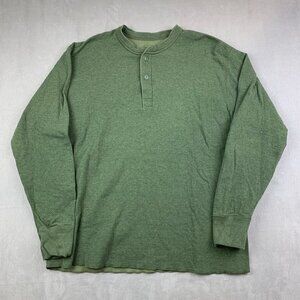 LL Bean Mens Large Green Two-Layer River Drivers Shirt Traditional Fit Henley